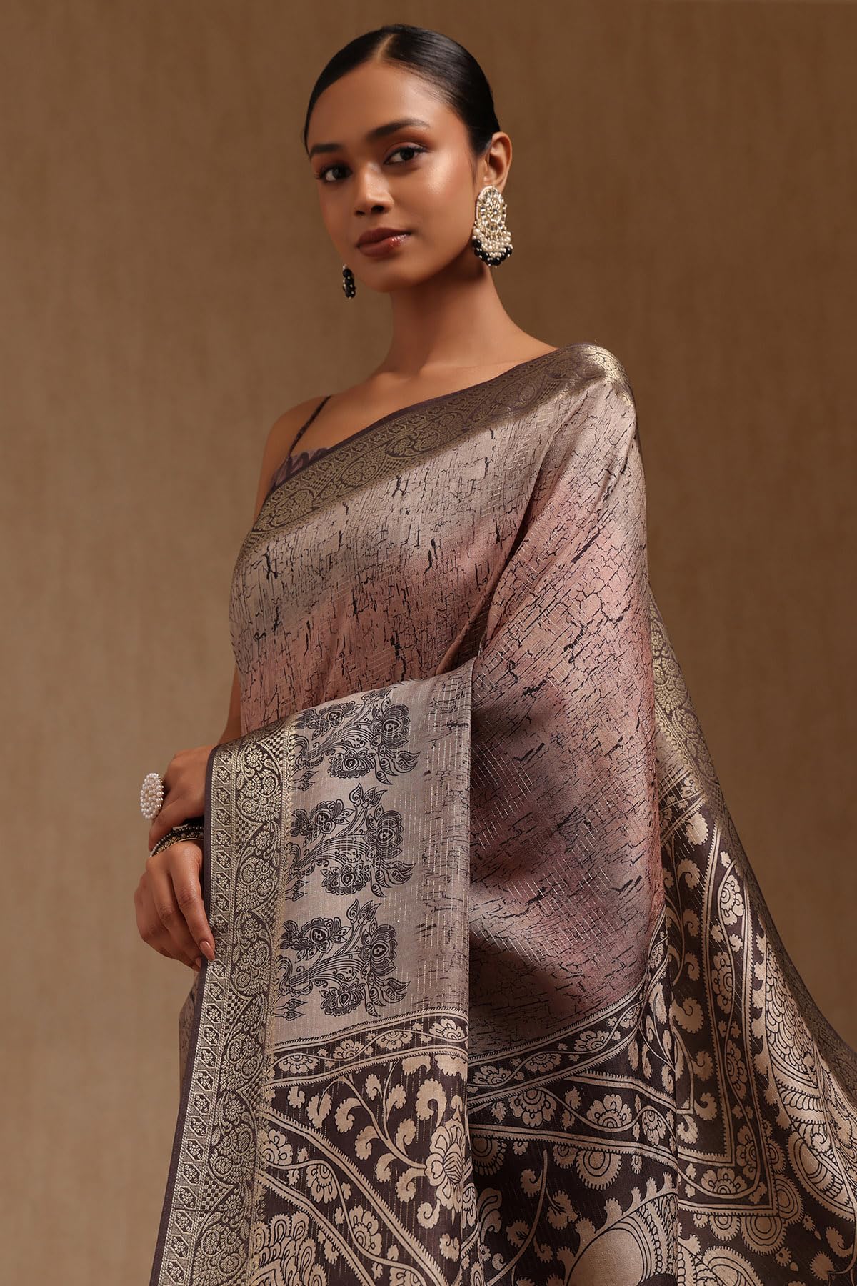 Soch Womens Tussar Abstract Print Saree