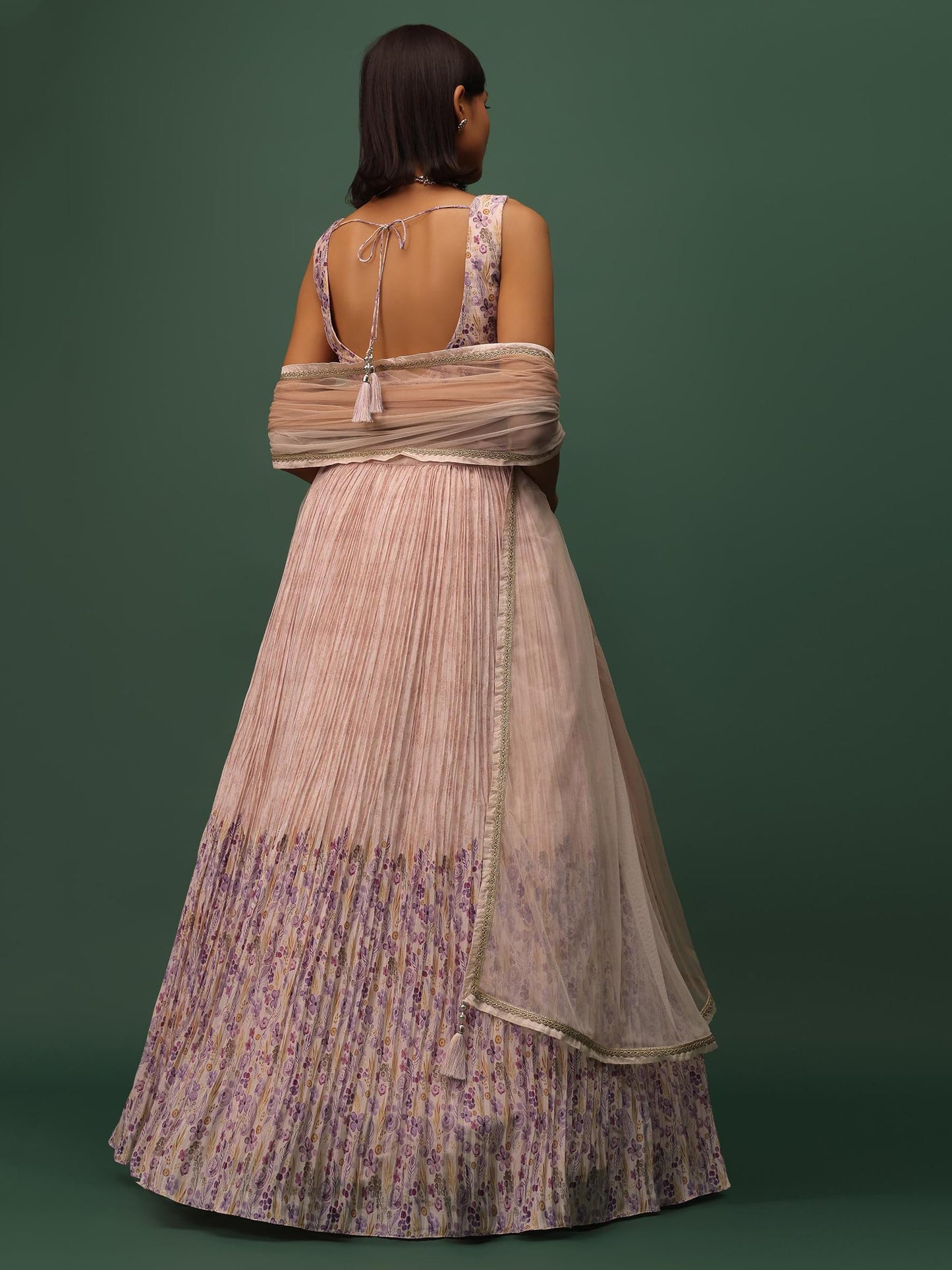 Zeel Clothing Womens Georgette Semi-stitched Digital Print Mirror Hand Work Lehenga Choli with Dupatta (5100-Beige-Wedding-Stylish-Lehenga-Choli; Free Size)