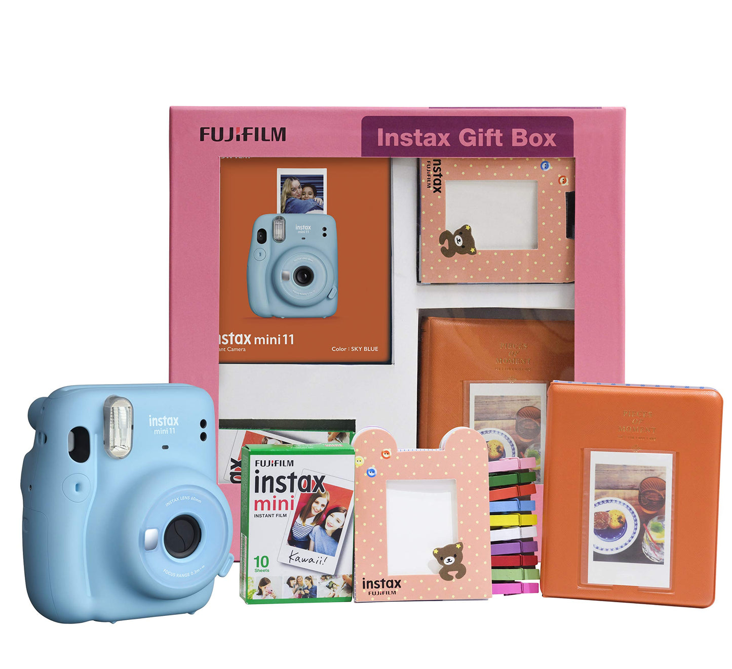 Fujifilm Instax Mini 11 Instant Camera (Sky Blue) Gift Box with 10 Shots