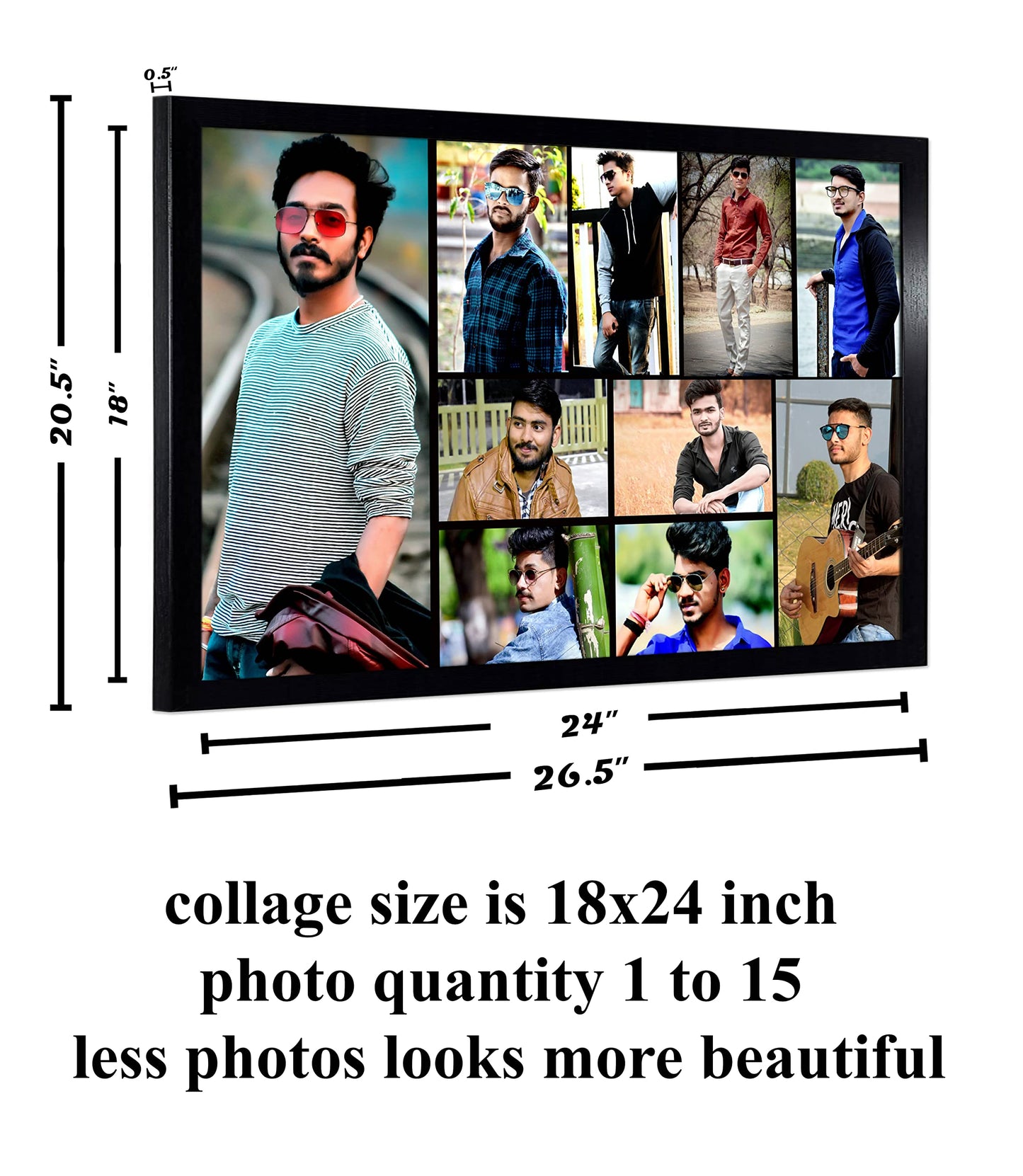 Ak creations personalized collage photo frame for wall, Black (18x24inch)