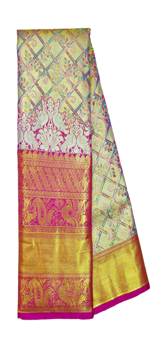 VFCollections Women's Kanchipuram Silk Pure Pattu Sarees With Blouse (VFC534-1)