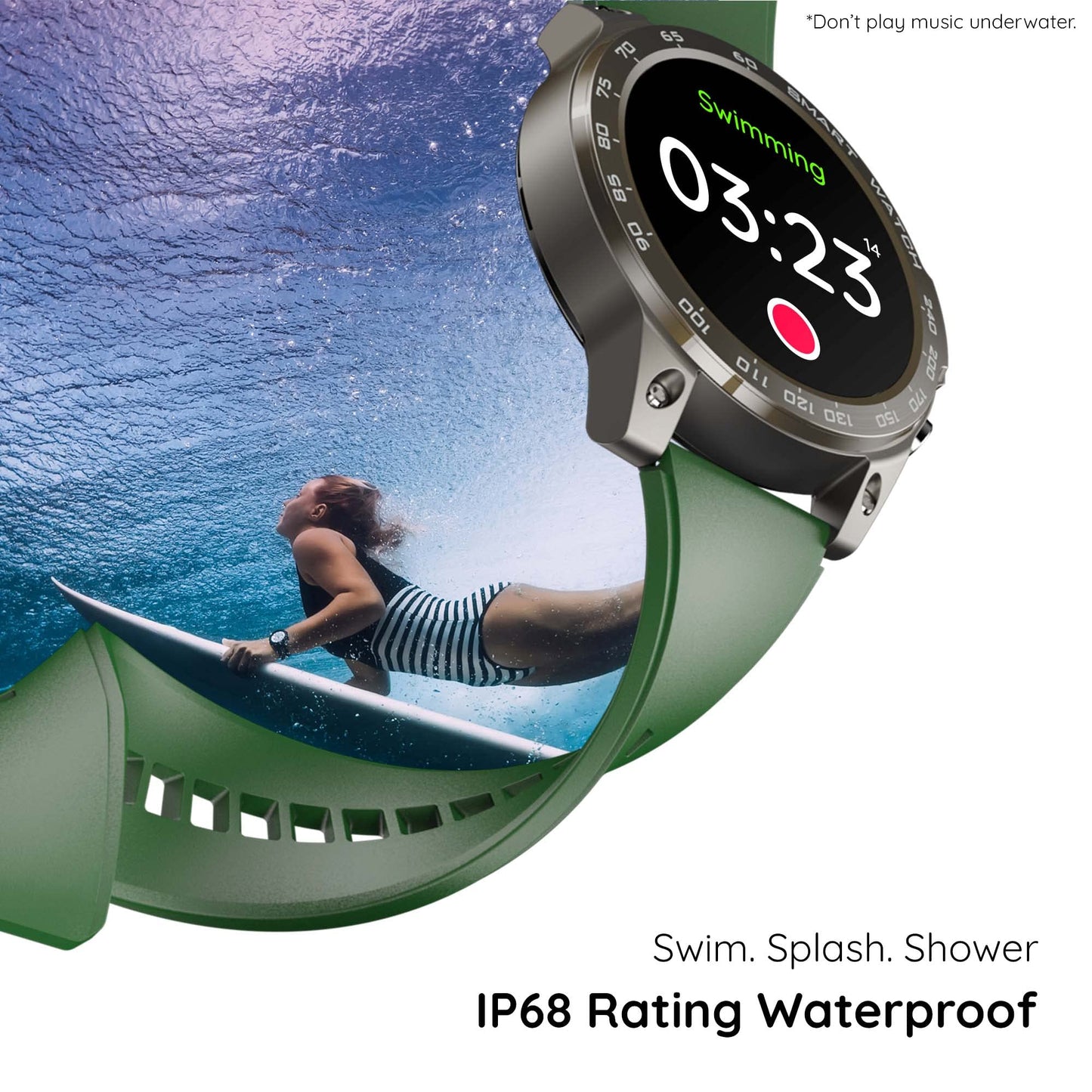 Pebble Cosmos Endure 1.46" AMOLED Always-On Display Bluetooth Calling IP68 Waterproof Smartwatch 466 * 466 (Military Green)