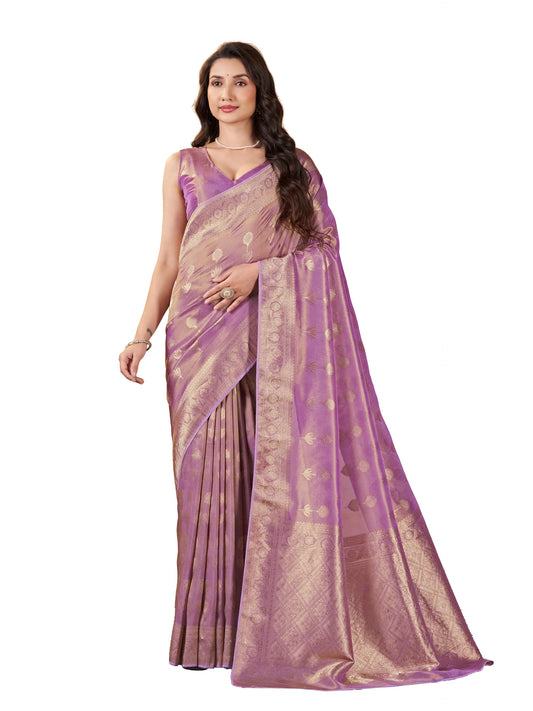 Garden Vareli Viscose Jacquard Floral Print Saree with Unstitched Blouse Piece MISHADEDD810LA0 Lavender