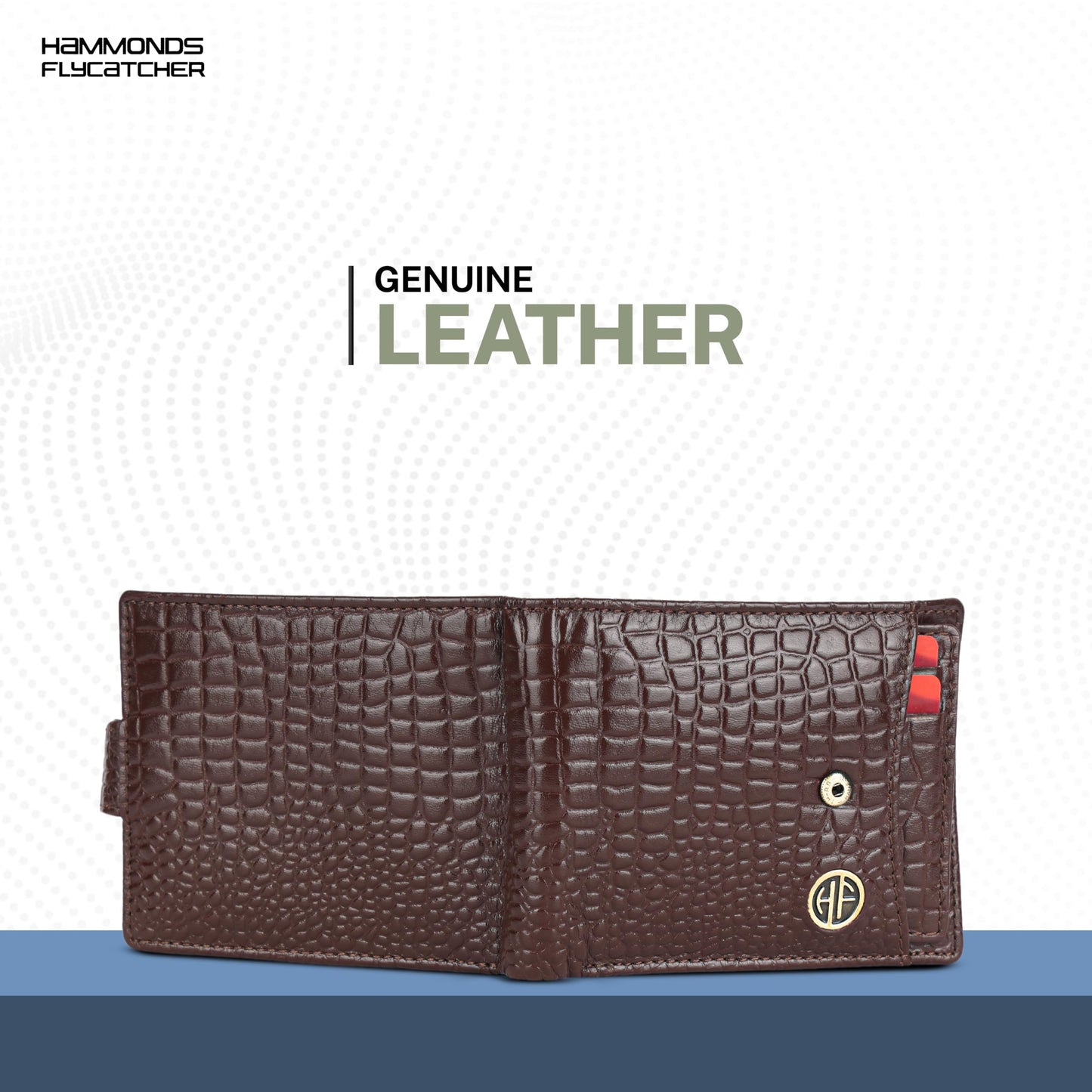 HAMMONDS FLYCATCHER Wallet for Men Leather Original, Mens Wallet, Leather Wallets for Men Stylish, Bi-Fold Wallets for Man, 5 Card Slots, Easy Access Card Slots, Coin Pocket, Mens Gift - Croc Redwood