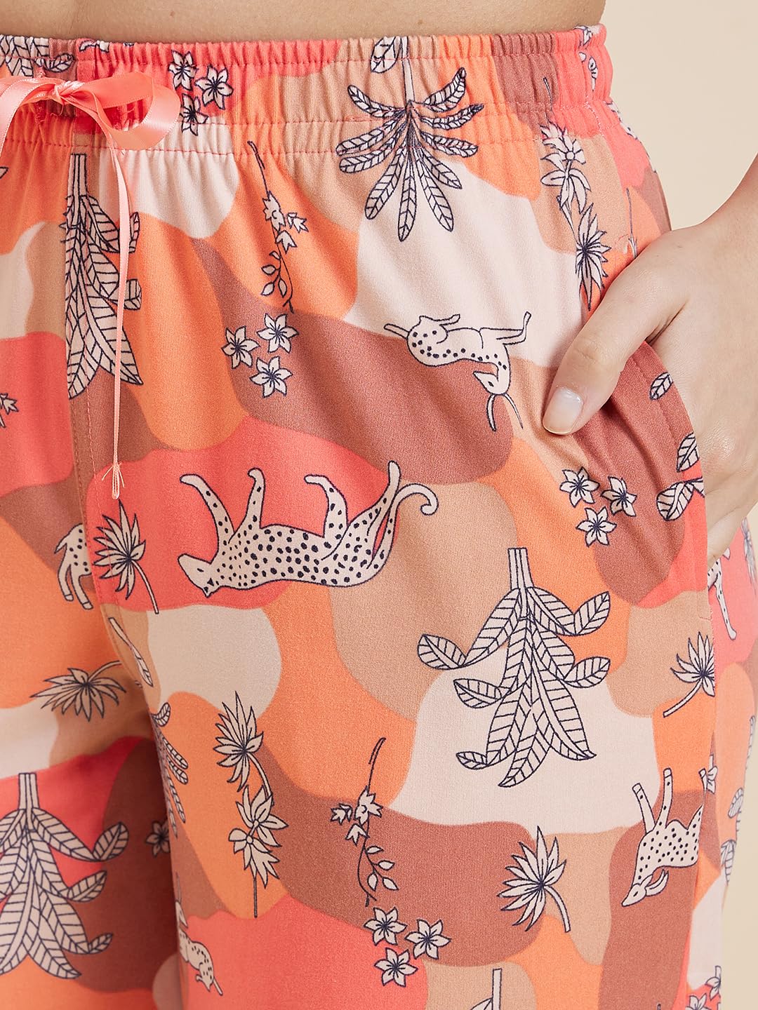 Sweet Dreams Women's Cotton Blend Geometric Pajama Set Pack of 2 (2112AXCO Peach XL)