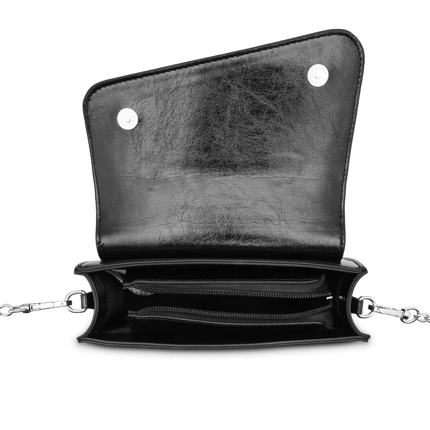 Fastrack Lil’Spark Sling | Black Faux-Leather Women’s Handbag | Sling with Fixed Handle & Detachable Strap for Casual & Party Carry