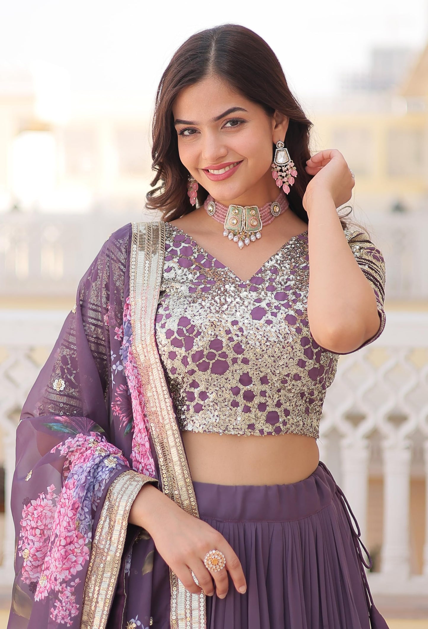 Fashion Basket Georgette Stiched Lehenga Set for Women