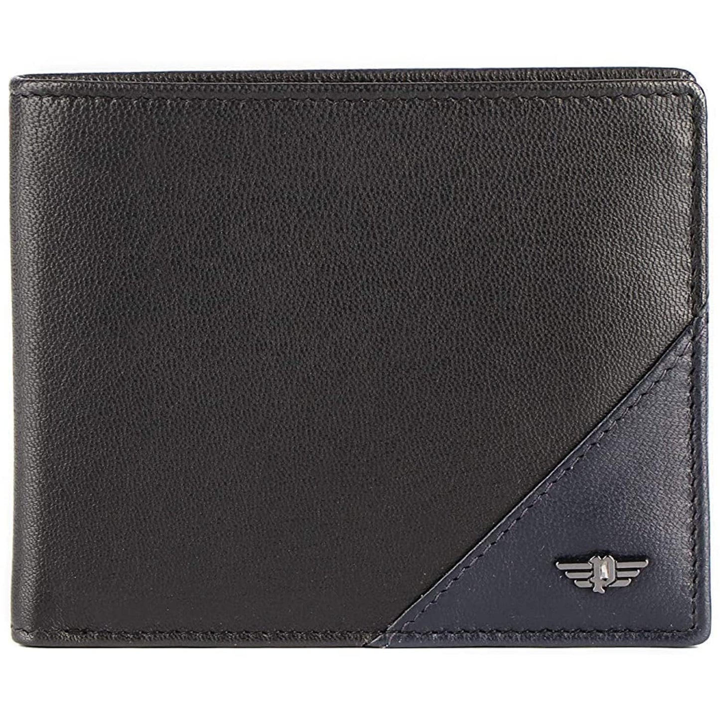 Police Men’s Genuine Leather Bi-Fold Wallet I Coin Pocket & Card Slots I Navy / Black_(B09NM7LB4Q) (Jet Black/Jet Navy)