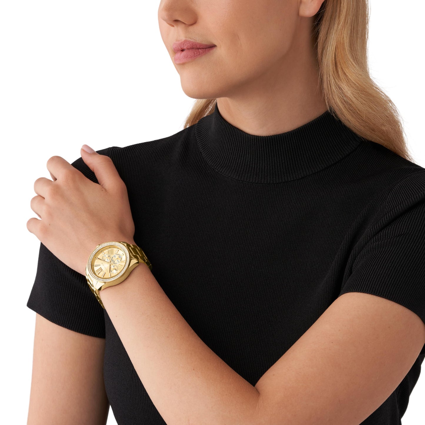 Michael Kors Stainless Steel Analog Gold Dial Women Watch-Mk7428, Gold Band