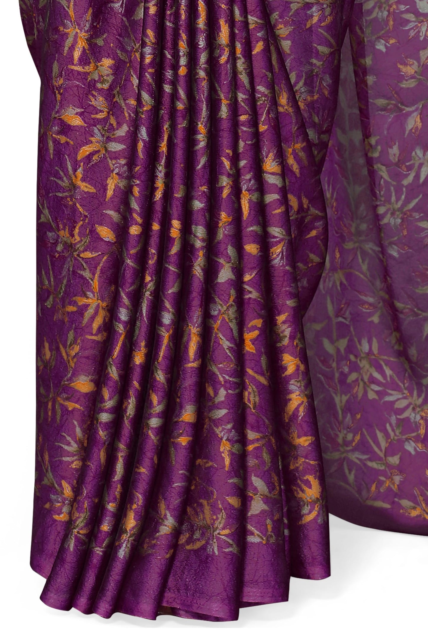 MIRCHI FASHION Women's Chiffon Floral Printed Saree with Blouse Piece (60452 - Dark Wine, Rust)