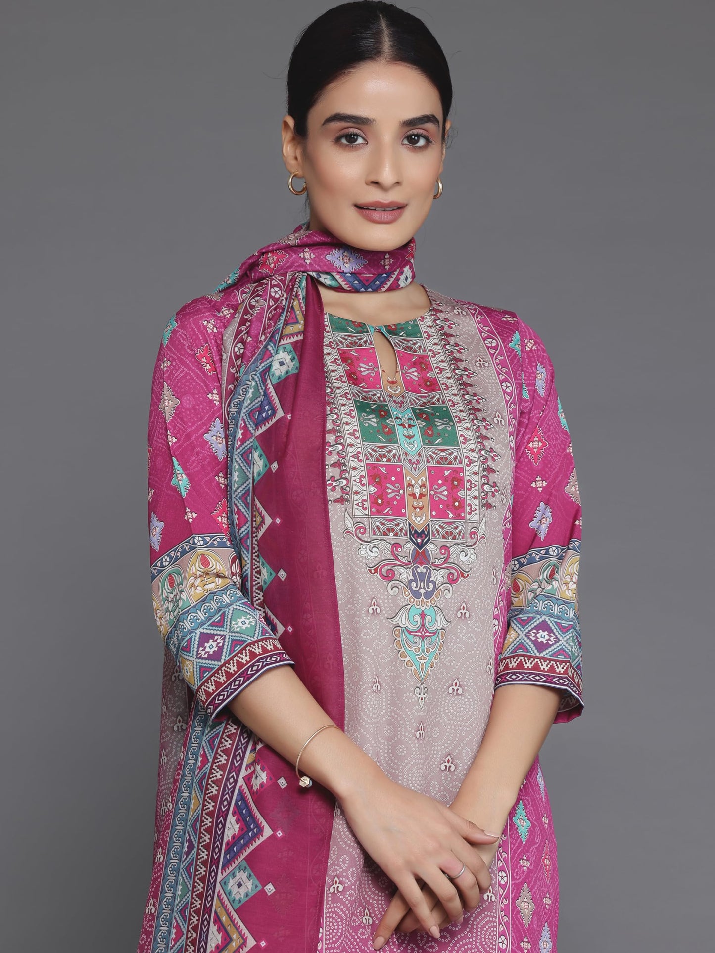 Libas Women's Poly Crepe Kurta Set (35707_Pink