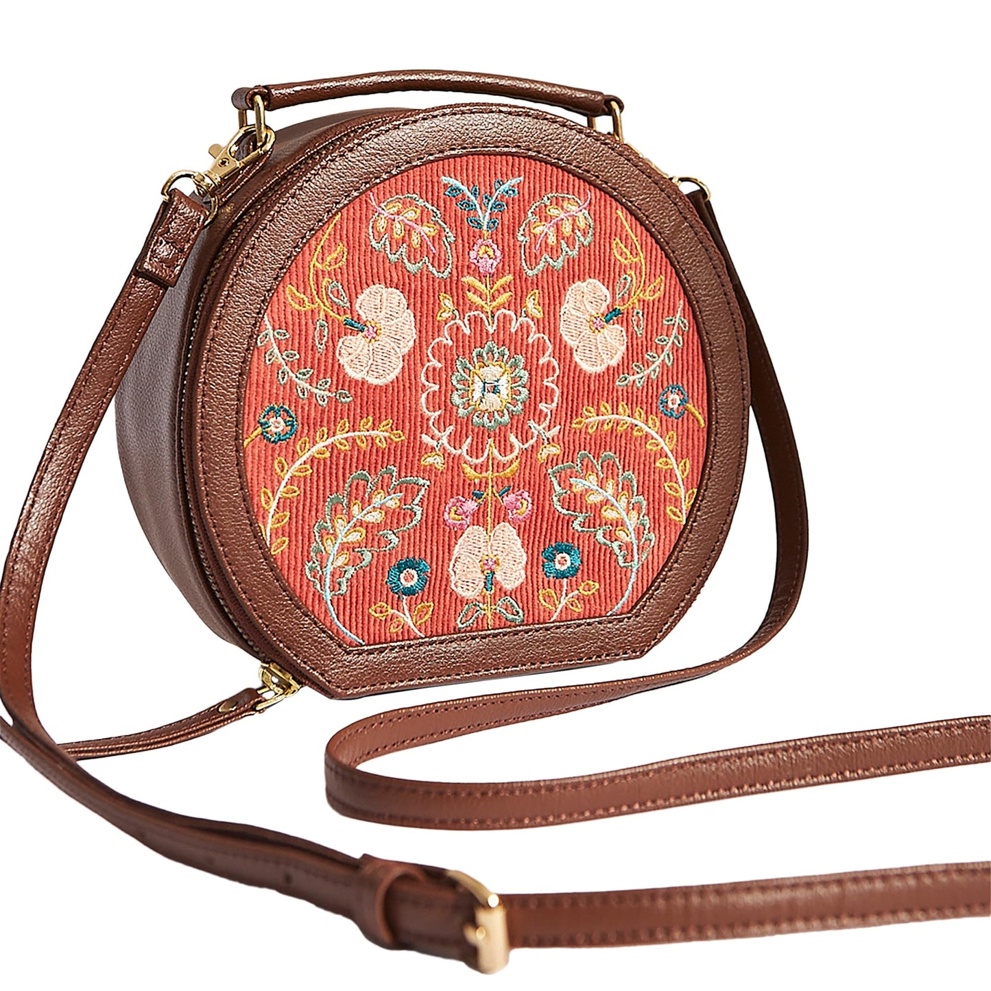 Chumbak Batik Bloom Embroidered Sling|Red