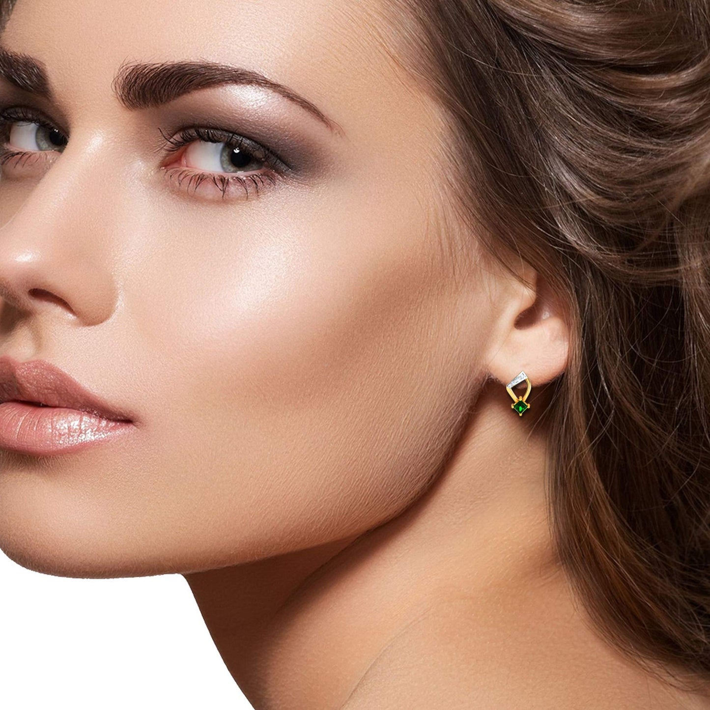 DISHIS 18K Yellow Gold Diamond Earring for Women