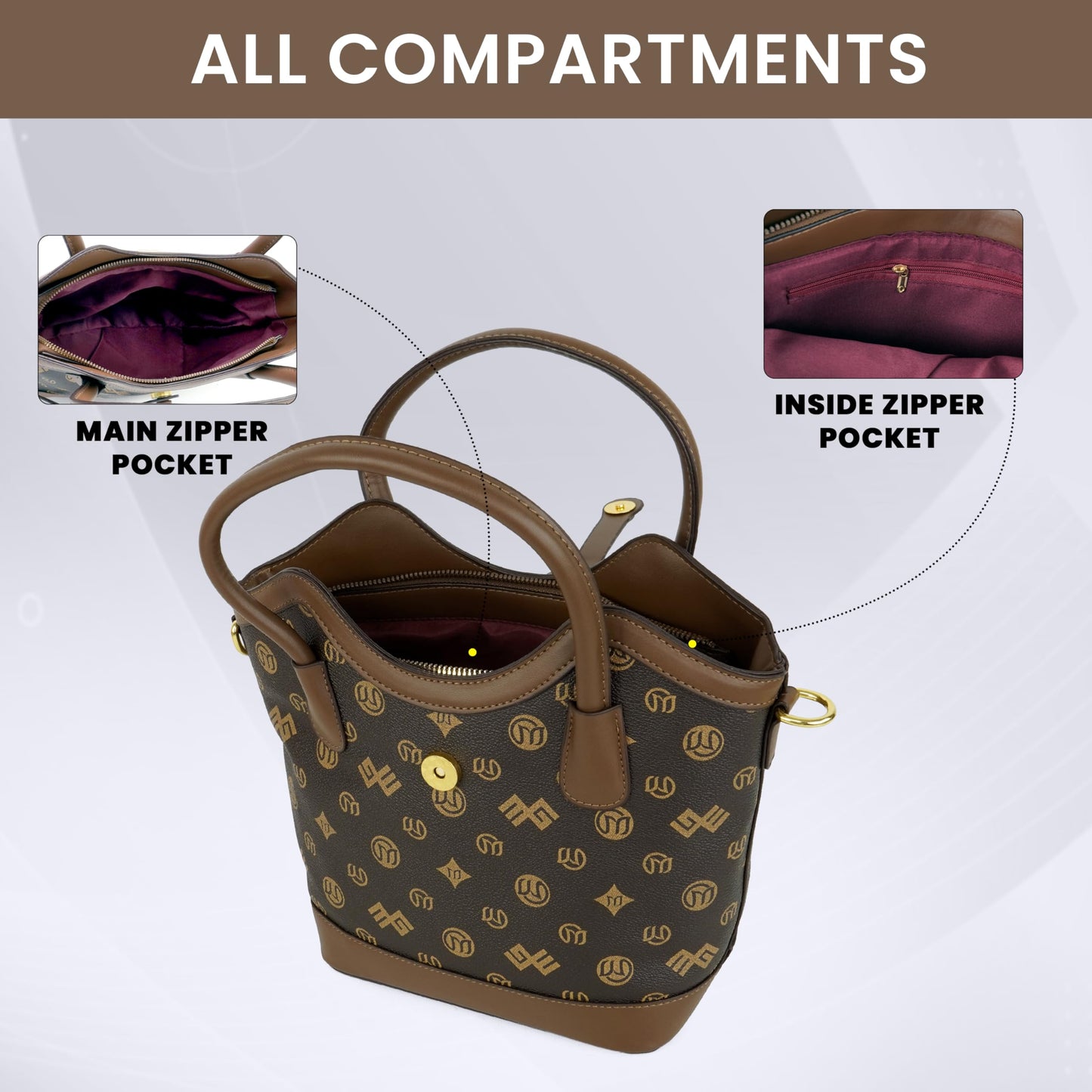 Storite Women Handbag – Elegant Coffee Brown Leather Shoulder Bag for Women’s Everyday Use (29x9x19 cm)