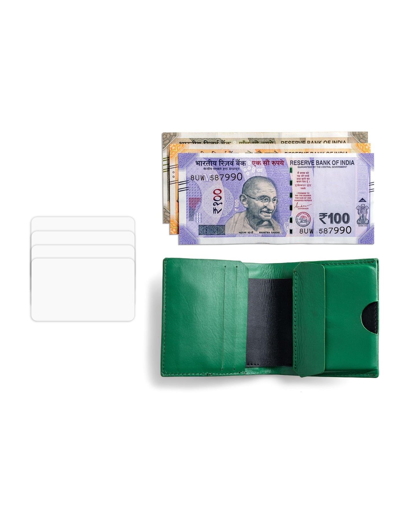 DailyObjects Green Even Bi-Fold Wallet | Men | Premium Design | Full-Grain Leather | Gents Wallet Branded | Handcrafted | Guys | Card Holder | Dedicated Sleeve | Flap Pocket