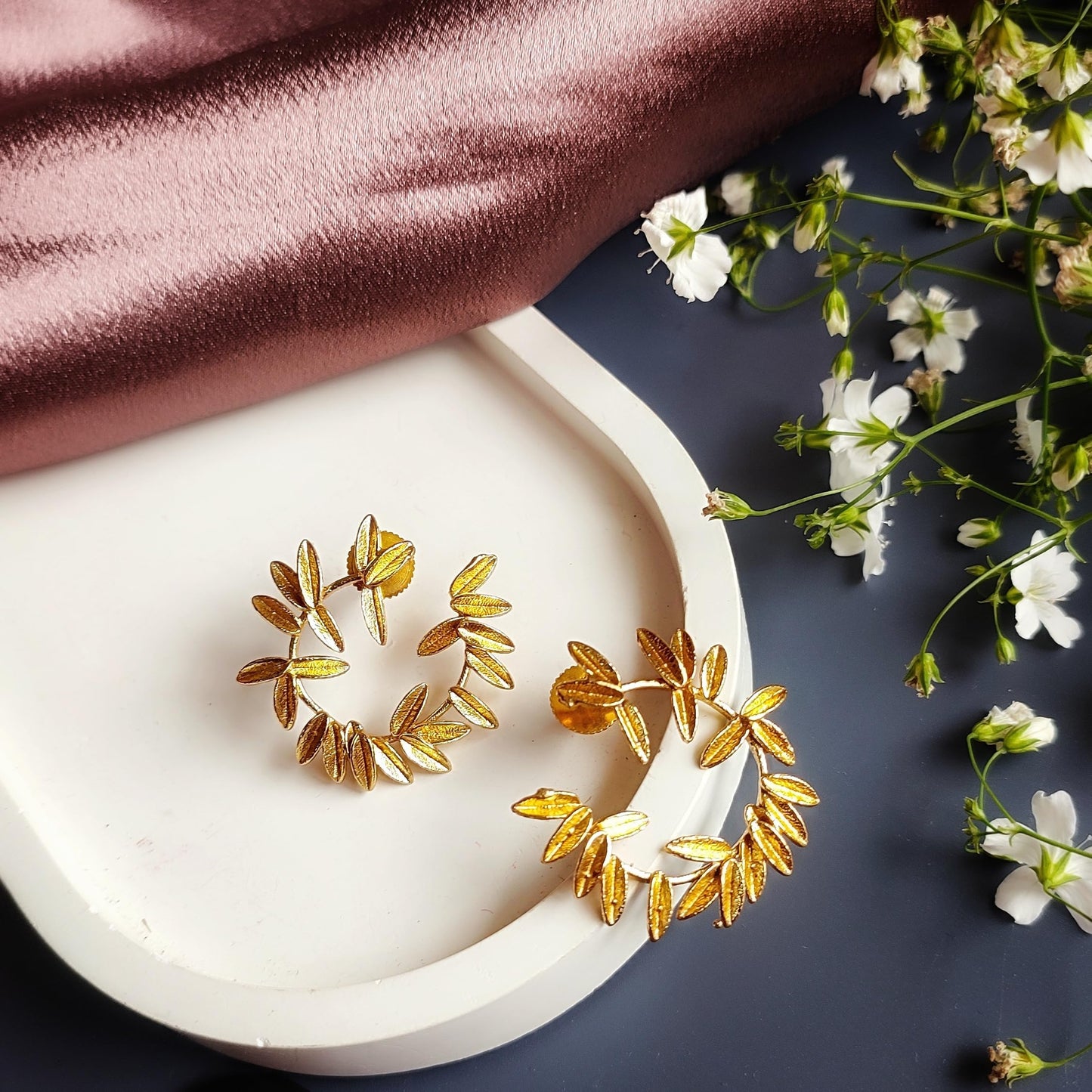 Jiaara Handcrafted Pure Brass Golden Earrings | Gold Plated Trendy Earrings Demifine For Women & Girls | Latest Stylish Fashion Jewelry, Elegant & Chic Earrings For Everyday Wear & Special Occasions