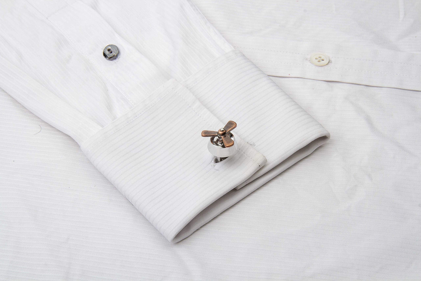 Knighthood Aeroplane Propeller Cufflinks for Men (Silver & Bronze)