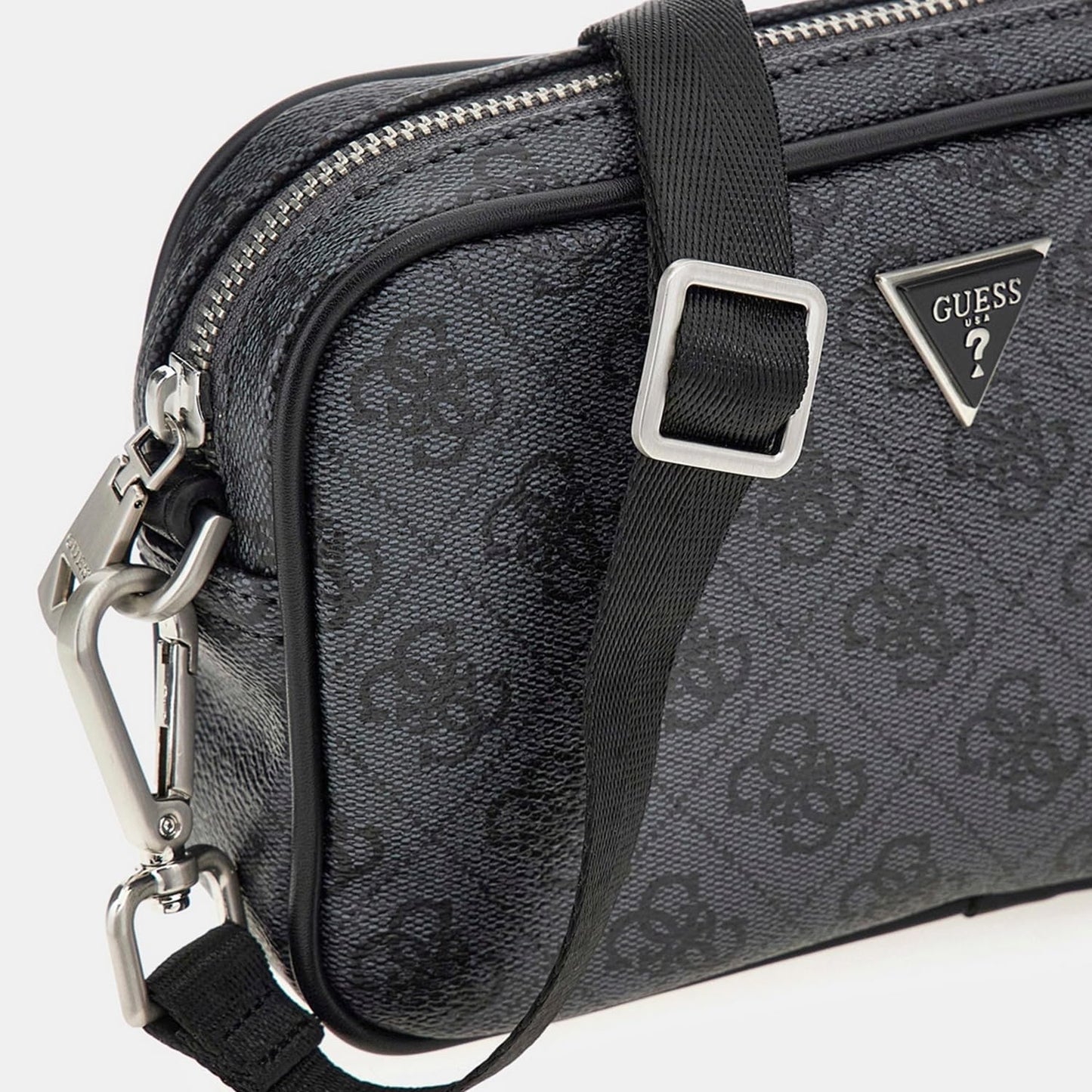 GUESS Men Grey Printed PU Crossbody Bag