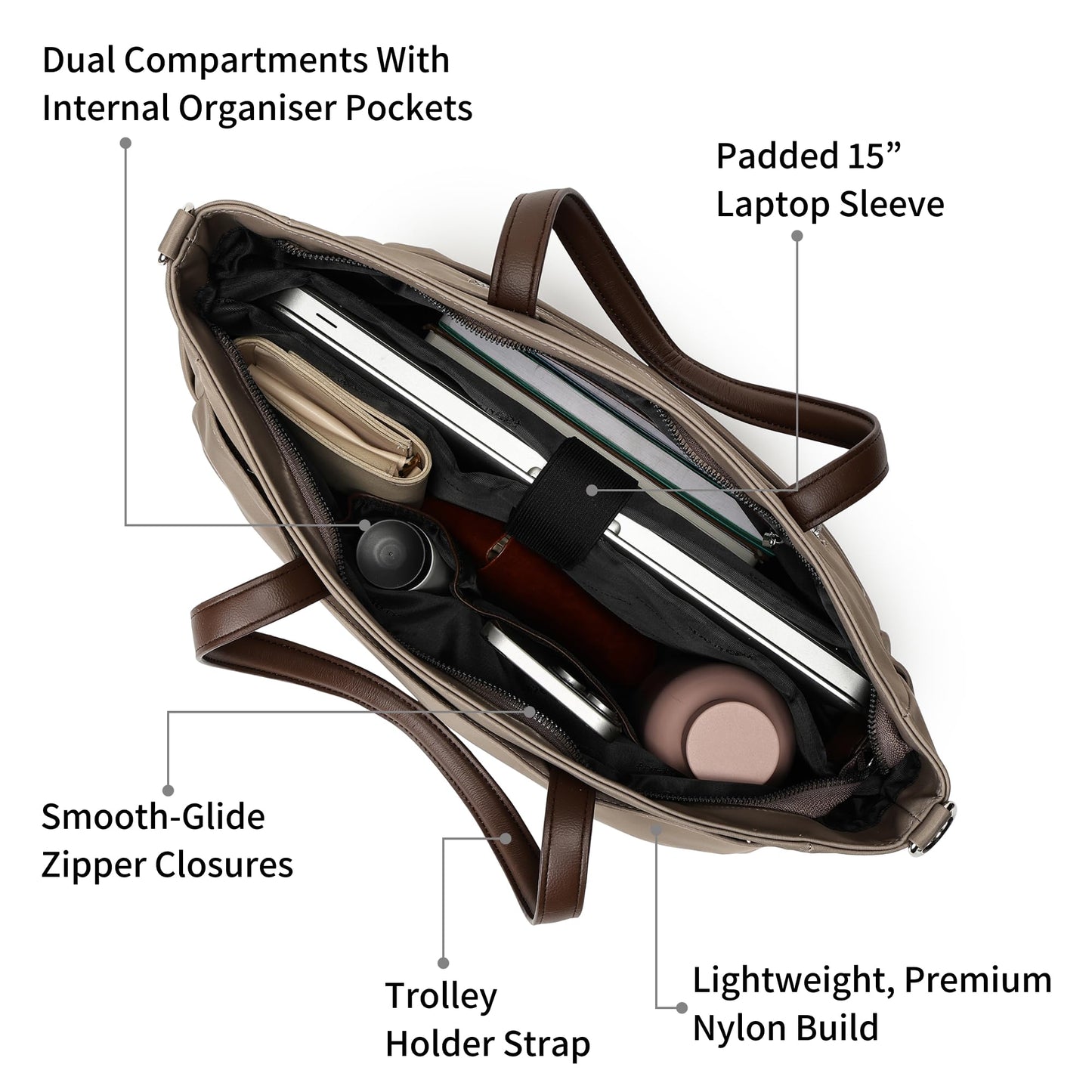 Nylon Edge Laptop Tote | Laptop Bag for Women & Men | Dual Carry Options | Fits 15" Laptop | Nylon Material