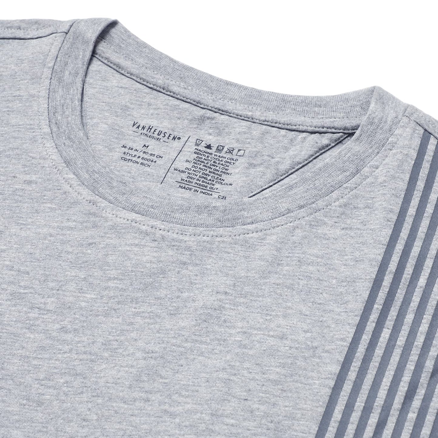 Van Heusen Men Cotton Athleisure Ultra Soft Regular Fit T-Shirt-Crew Neck, Short Sleeve_60044_Grey Melange_L