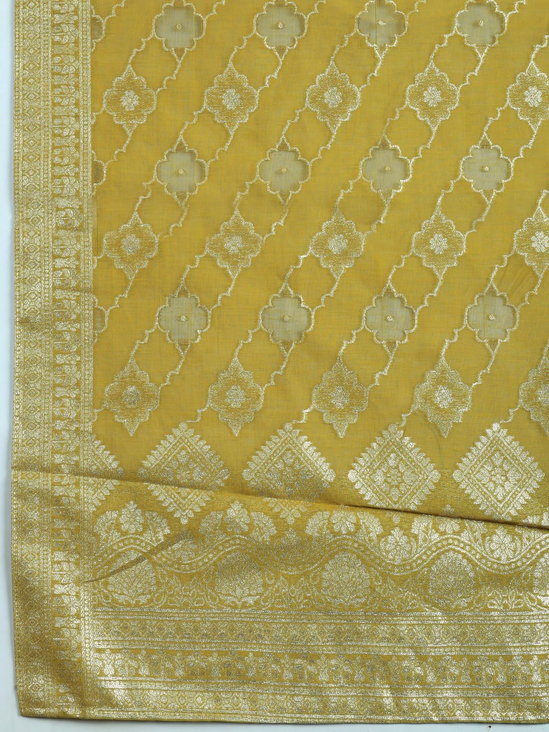 Meena Bazaar Printed Cotton Unstitched Kurta with Bottom & Dupatta