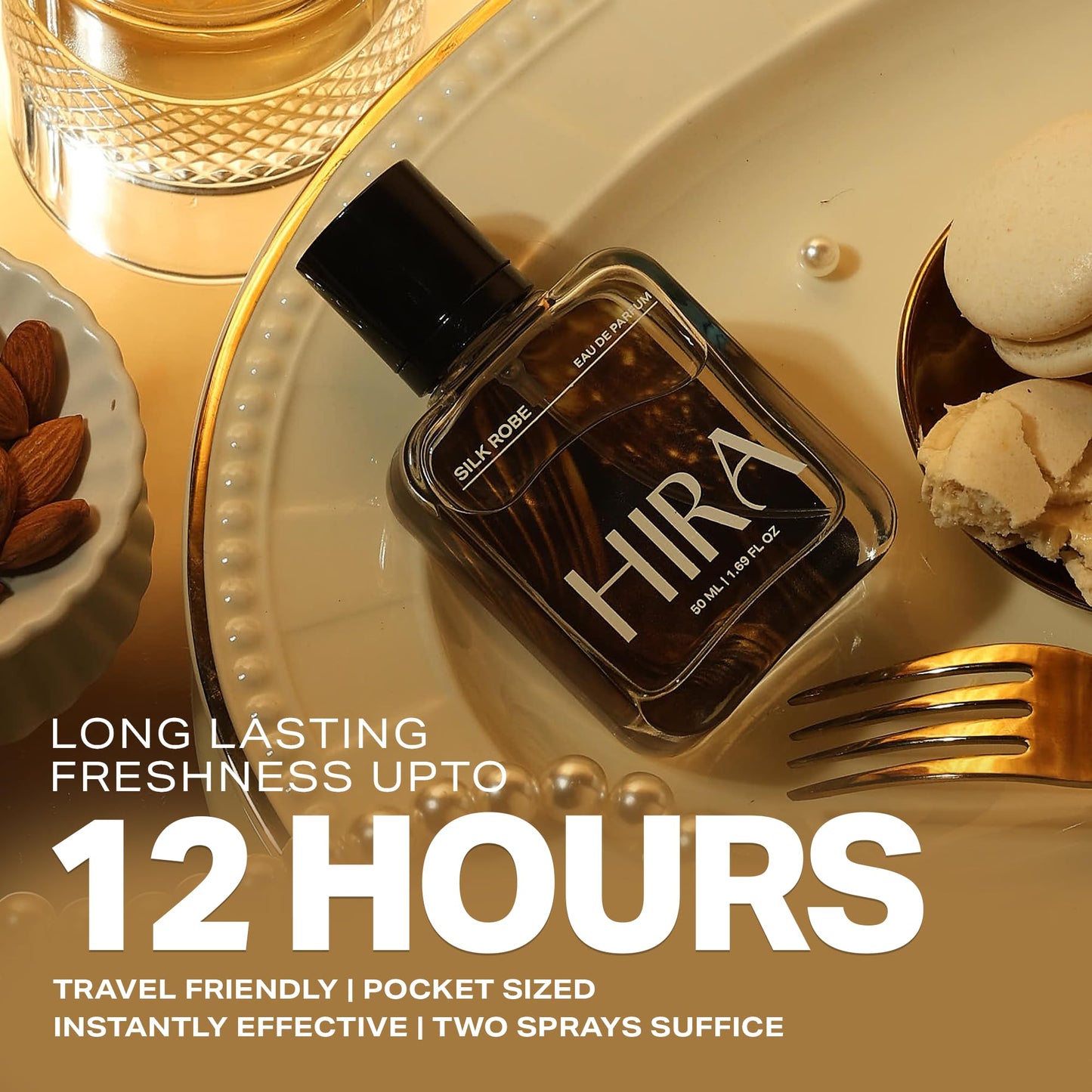 HIRA Silk Robe Concentrate for Women | Pocket-Friendly | Long-Lasting Fragrance | Travel-Friendly | Cognac & Vanilla Notes | 5ml Eau de Parfum | Minimal Sprays, Maximum Impact