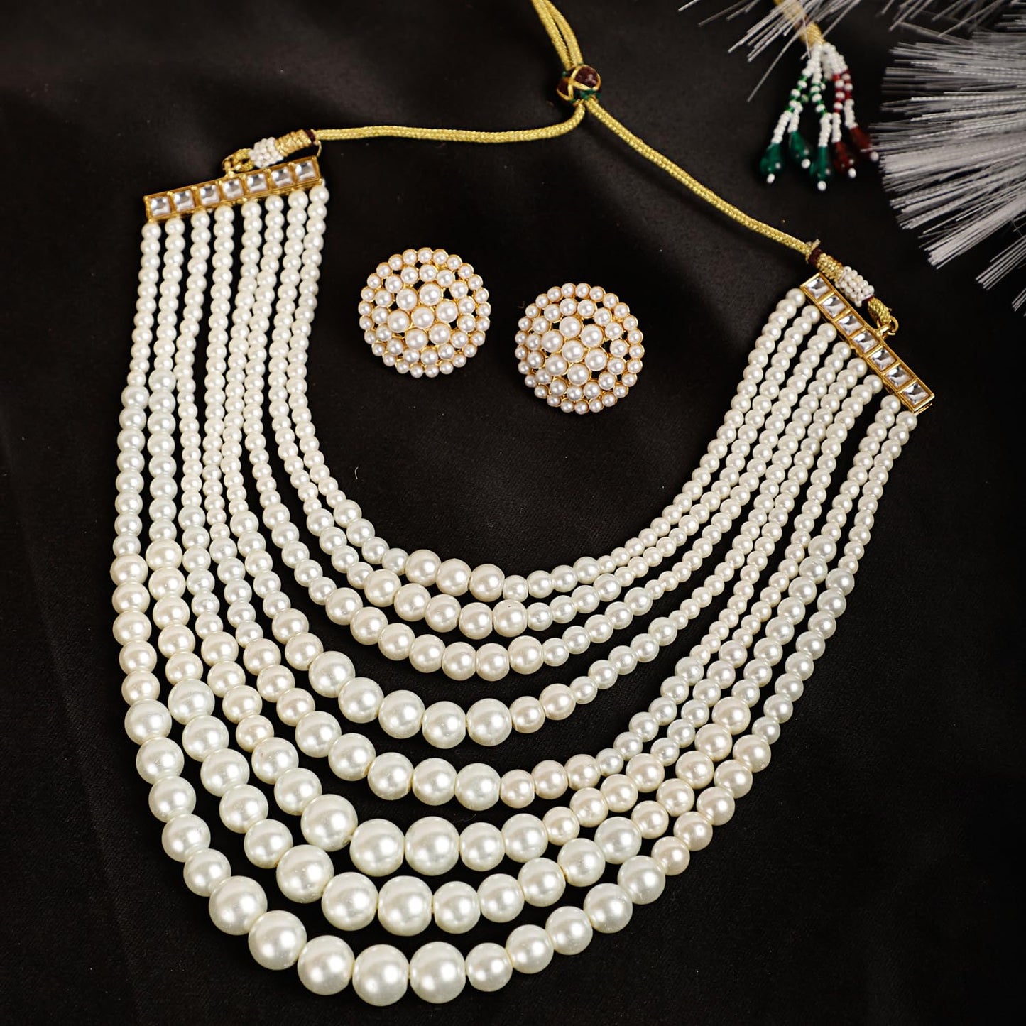 Shining Diva Fashion Pearl Necklace Jewellery Set for Women Latest Stylish Design Fancy Wedding Party Choker (15863s)