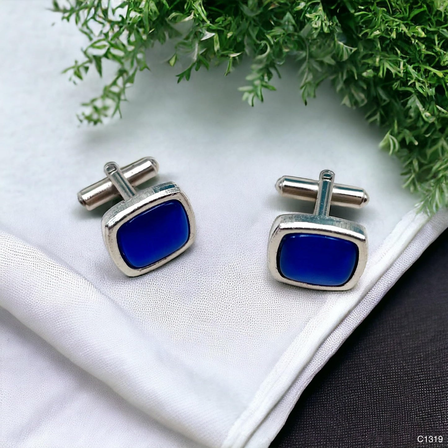 Zivom® Indigo Blue Silver Office Formal Shirt Blazer Cufflinks Pair Men Gift Box