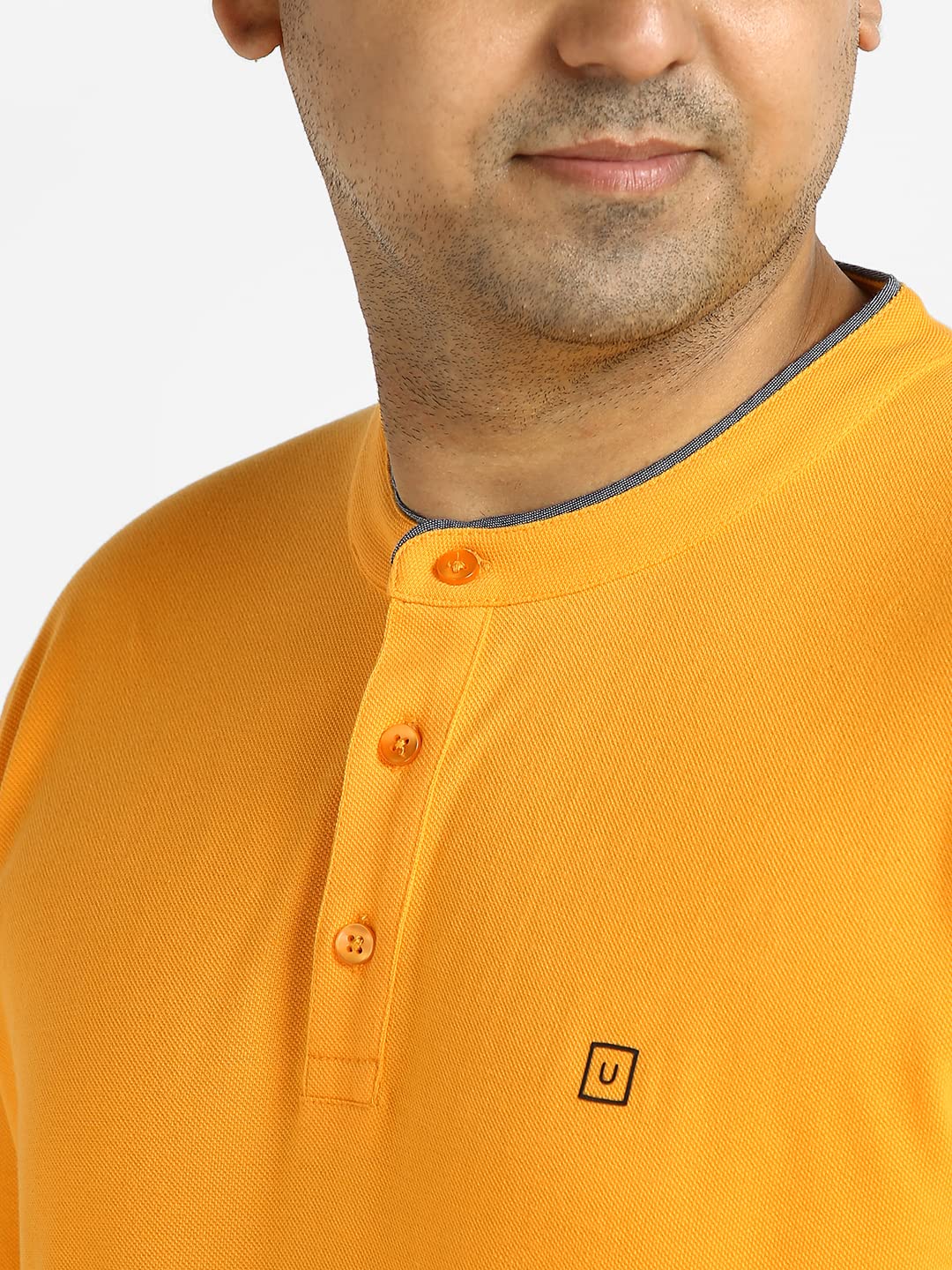 Urbano Plus Men's Yellow Solid Regular Fit Half Sleeve Cotton Polo T-Shirt with Mandarin Collar (pluspolosolmanp-035-bryel-2xl)