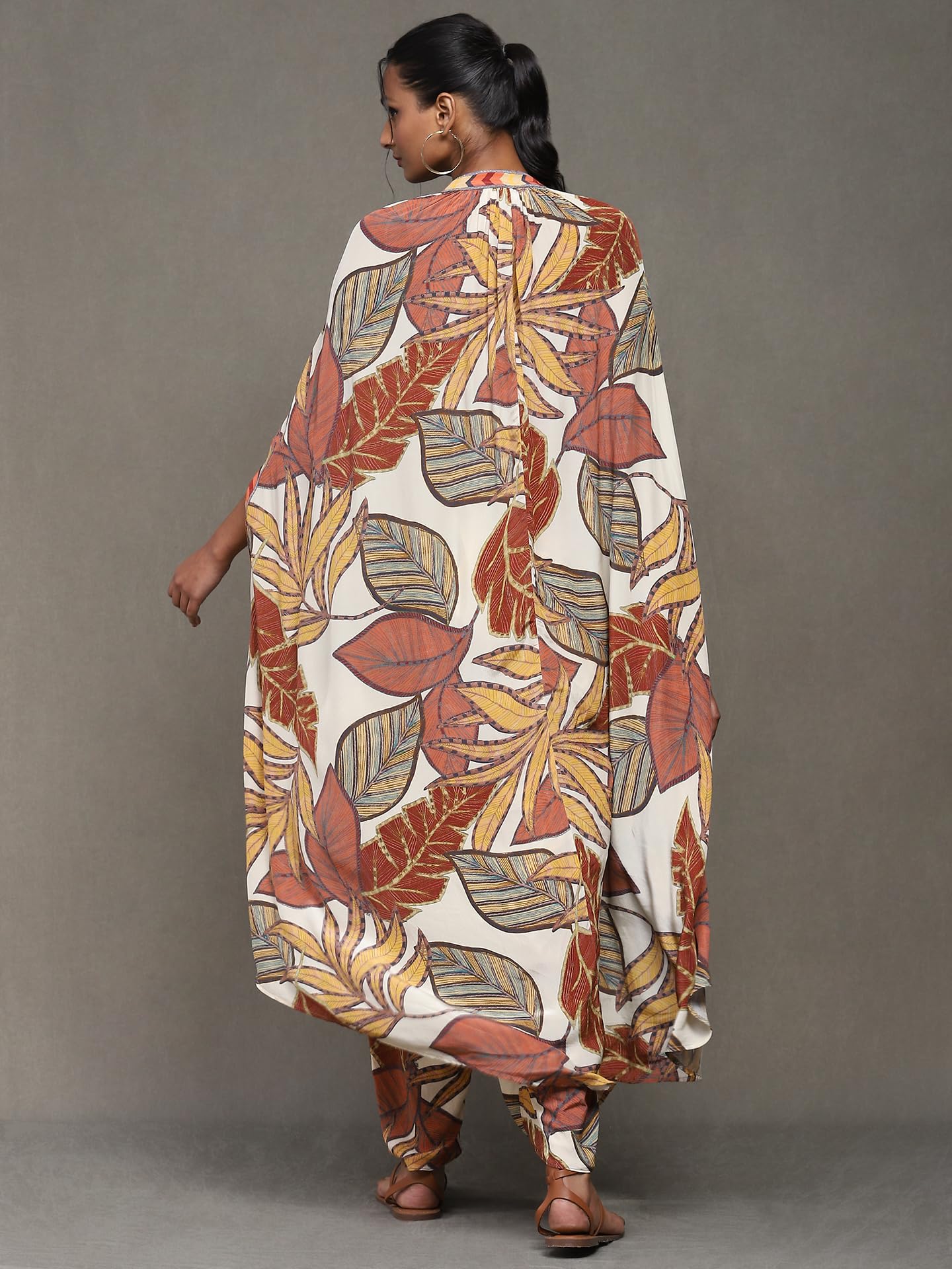 Ritu Kumar Off White Printed Top With Shrug And Palazzo Co-Ord Set