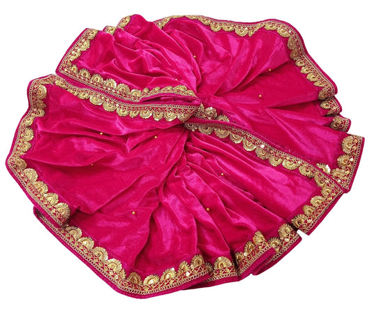 Navti Creations Women's Pink Stole Dupatta In Velvet With Semi Circle Design Border (length -2.25m, Width-75cm)