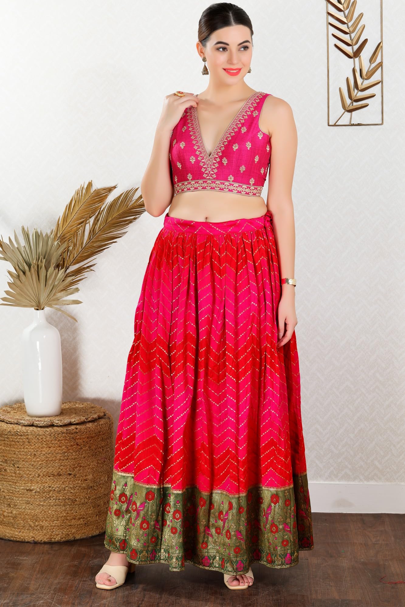 S SALWAR STUDIO Pink Embroidered Saree Blouse_VF-0417-PINK