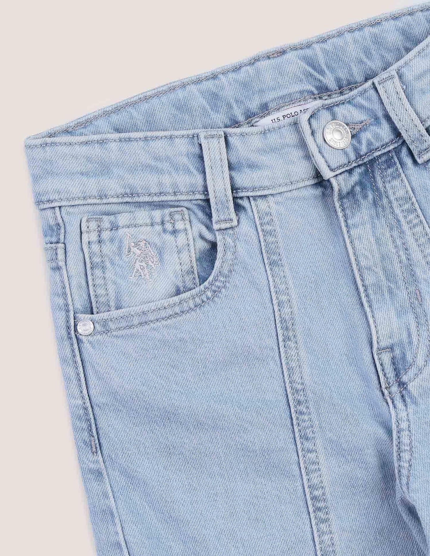 U.S. POLO ASSN. Girls Wide Leg Fit Cargo Jeans (UGJEN0213_Light Blue_9-10Y)