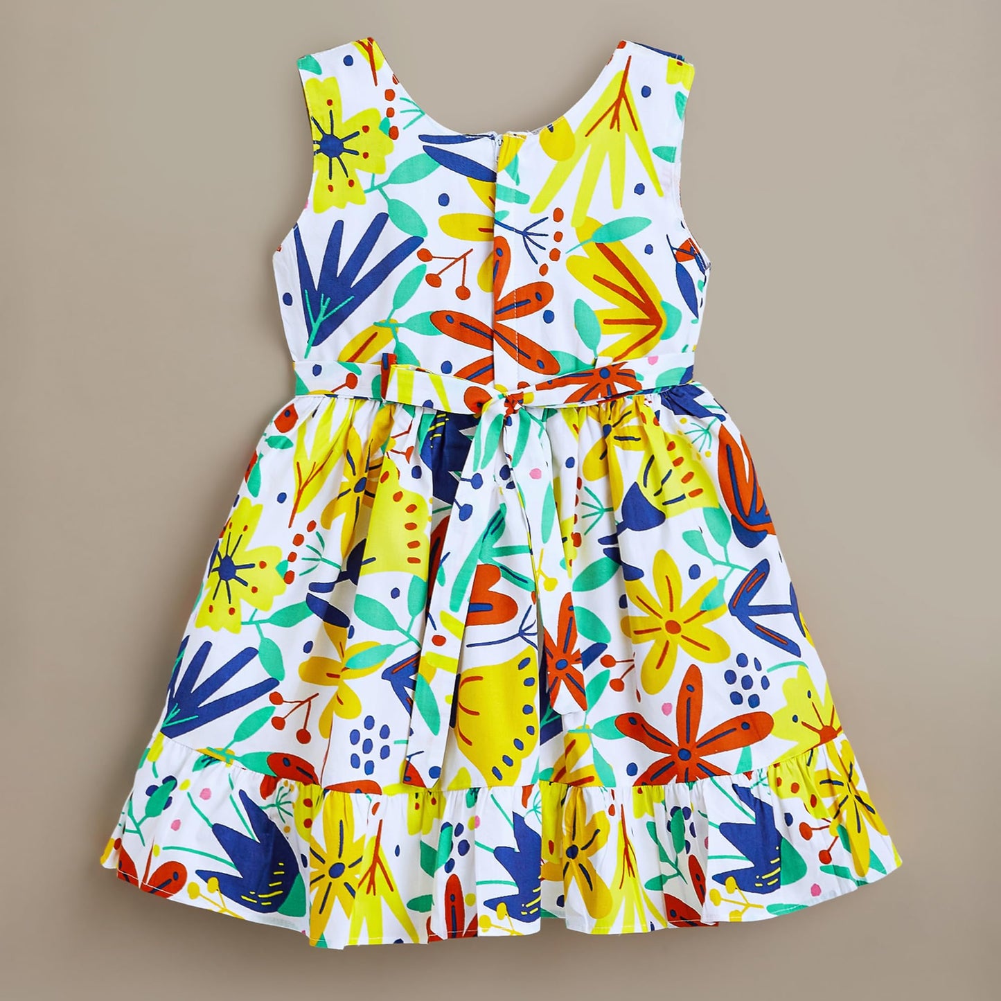 Hopscotch Girls Multi Sleeveless Ruffled Floral Casual Dress