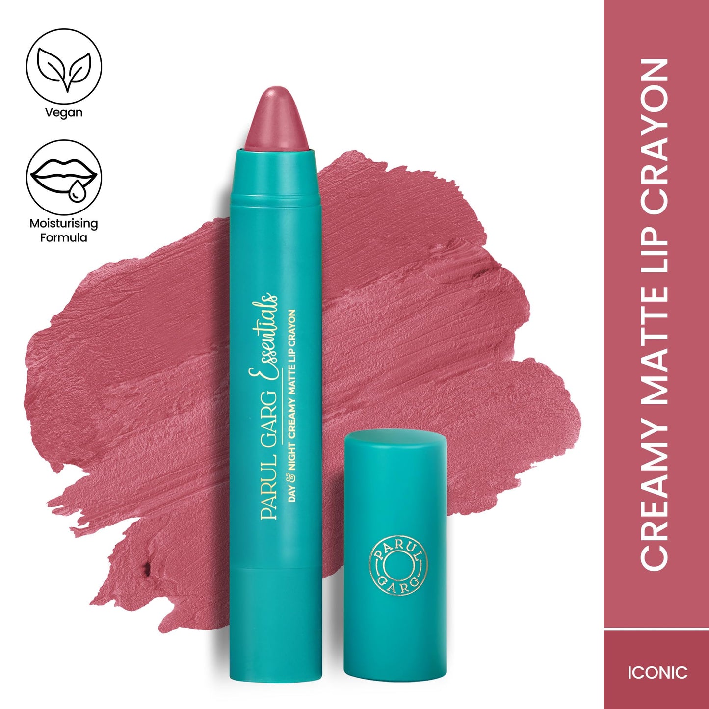 Parul Garg Beauty Creamy Matte Lip Crayon | Soft Matte & Hydrating Formula with Almond Oil & Vitamin E | Rich Pigment & Comfortable Wear | 100% Vegan (Iconic)