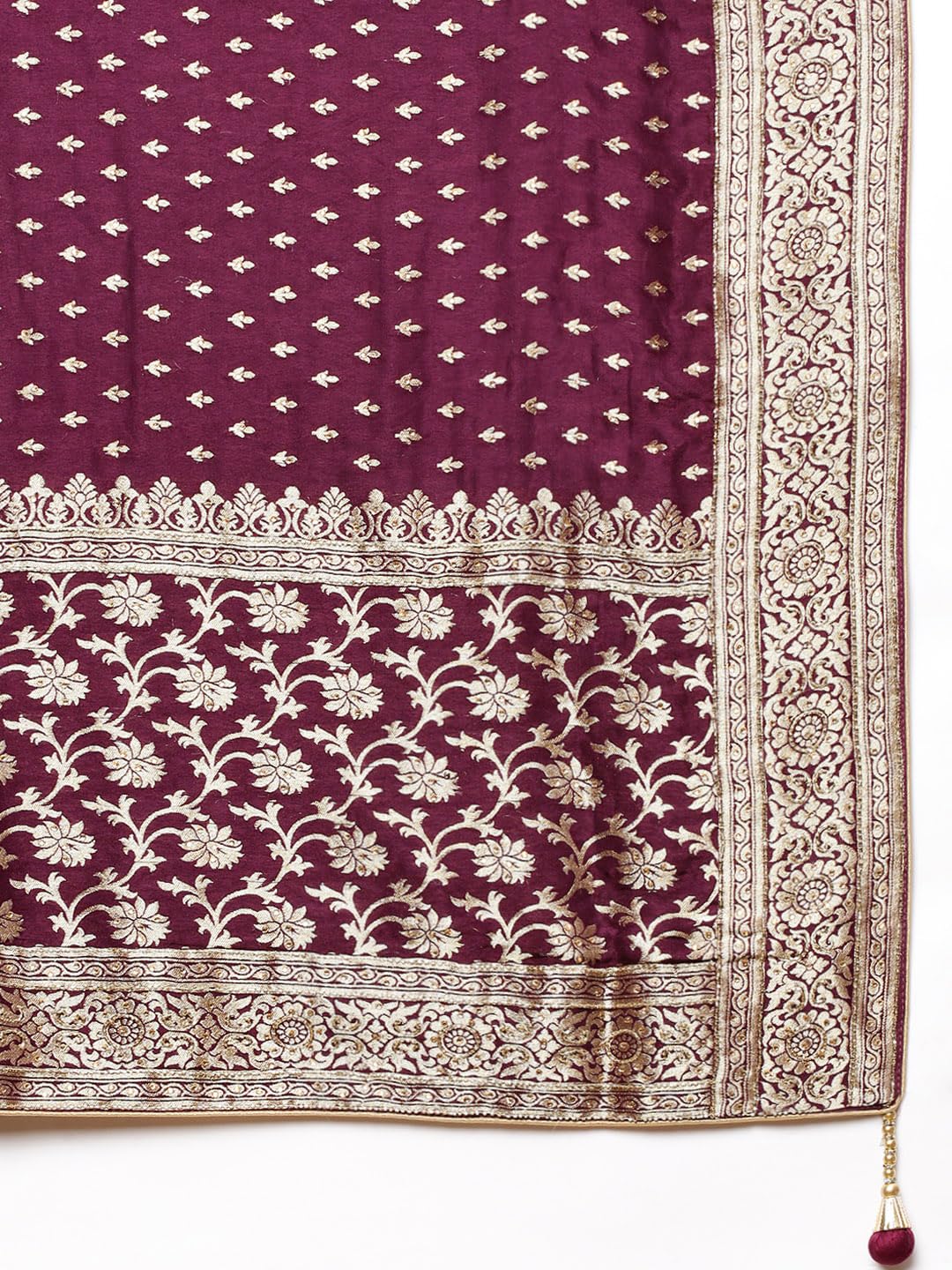 MOHEY Wine Art Silk Hand EMBROIDERY|Cutdana|Stone|Zari Weave Saree for Women