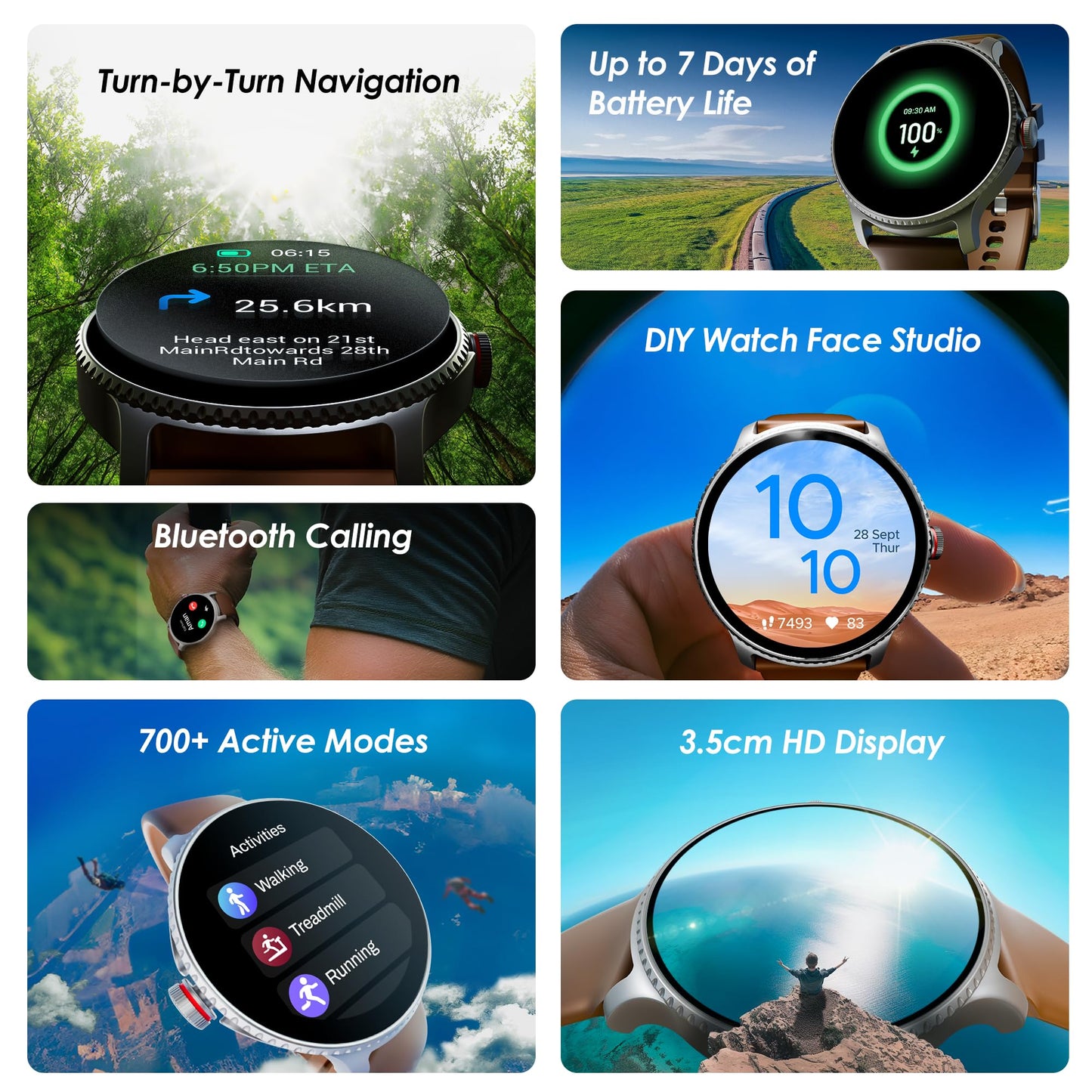 boAt Lunar Discovery w/ 1.39" (3.5 cm) HD Display, Turn-by-Turn Navigation, DIY Watch Face Studio, Bluetooth Calling, Emergency SOS, QR Tray, Smart Watch for Men & Women(Brown)