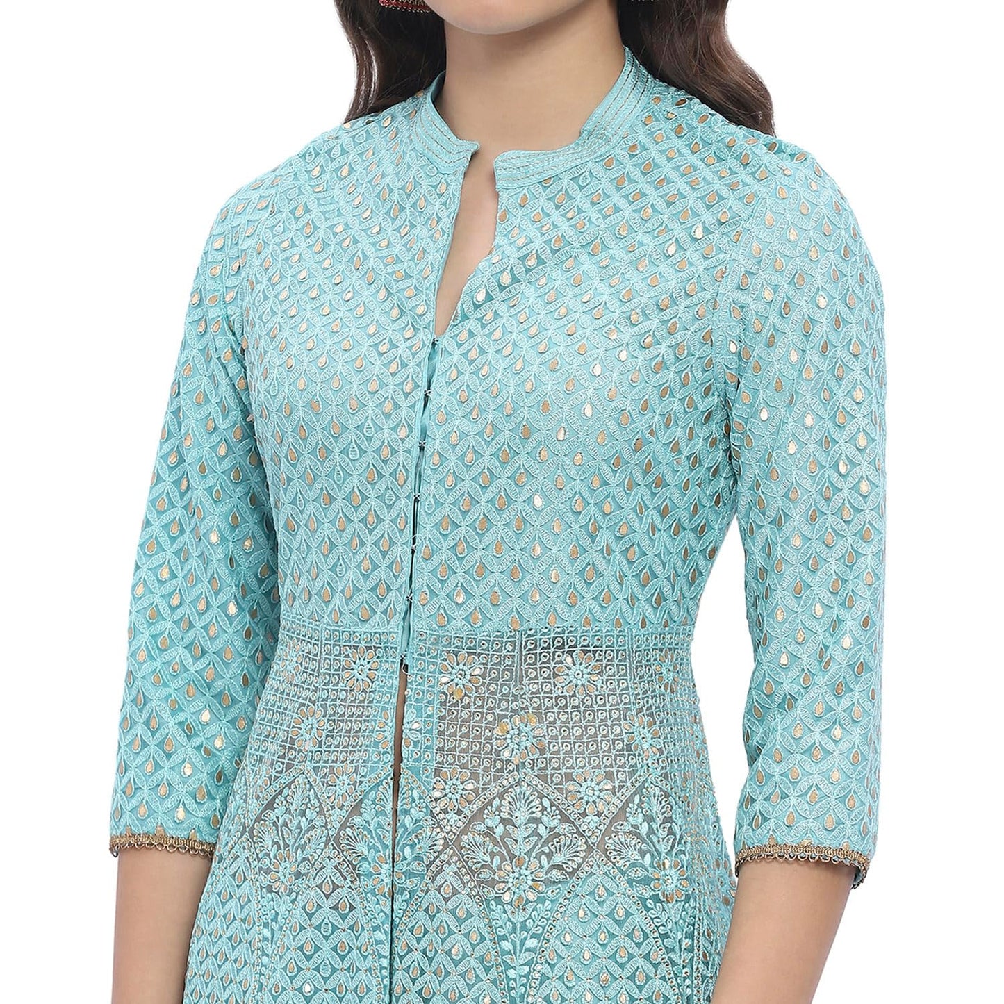 Biba Women's Cotton Kurta Sets (SKD6463AW24BLU_Blue
