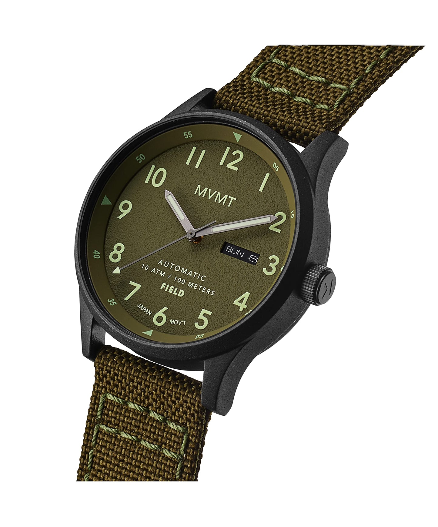 MVMT Nylon Field Automatic Men 42.50 Mm Pine Green Dial Analog Watch, Pine Green Dial, 42.50Mm, Gray Band