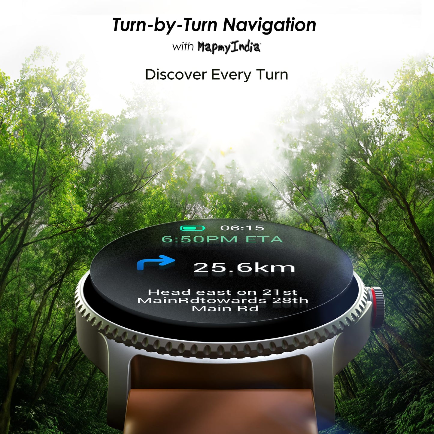 boAt Lunar Discovery w/ 1.39" (3.5 cm) HD Display, Turn-by-Turn Navigation, DIY Watch Face Studio, Bluetooth Calling, Emergency SOS, QR Tray, Smart Watch for Men & Women(Brown)