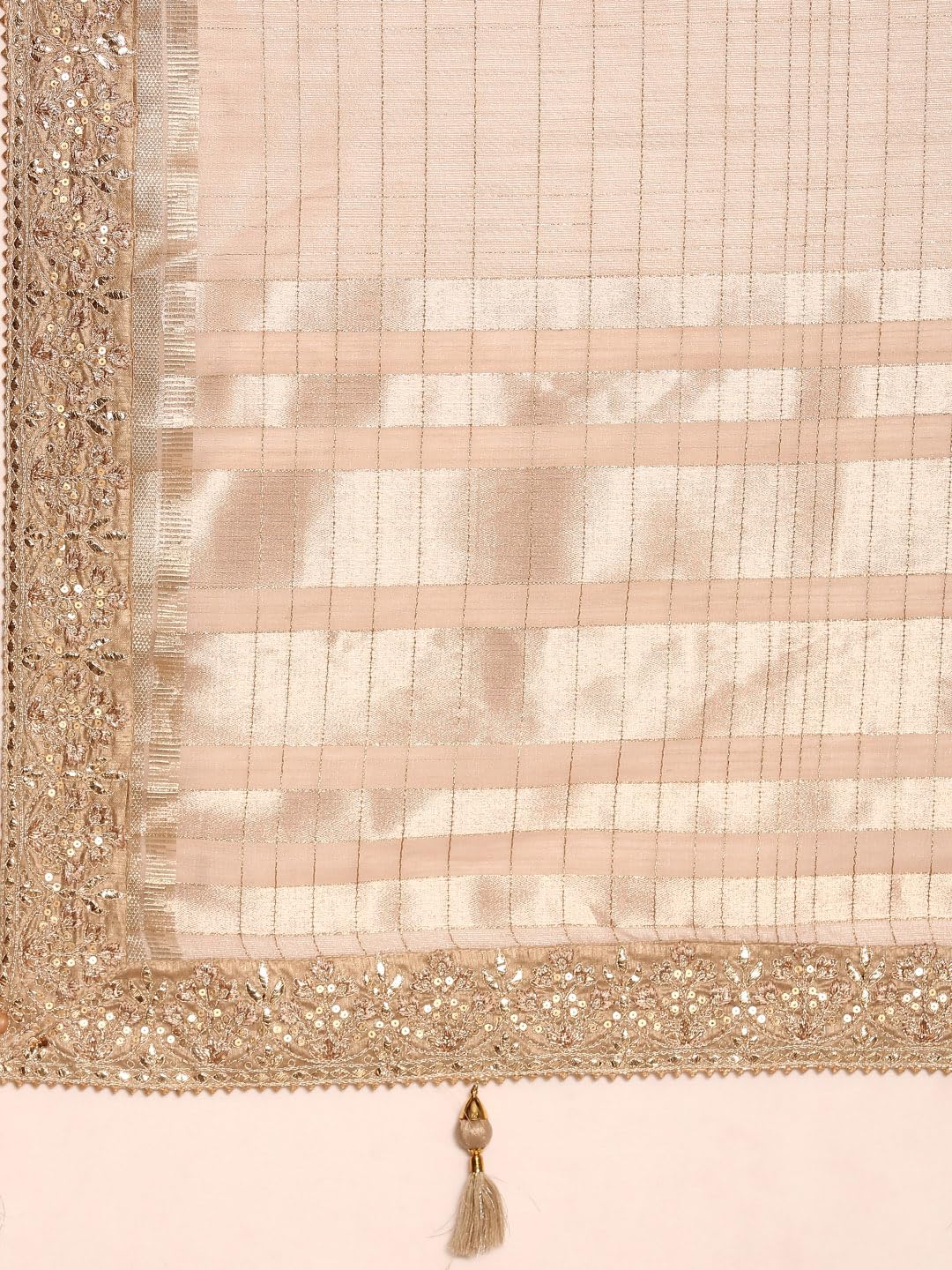 MOHEY Fawn Organza Embroidery|Zari Weave Saree for Women