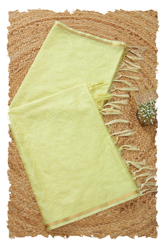 Soch Womens Yellow Kota Embroidered Dupatta With Thread Work