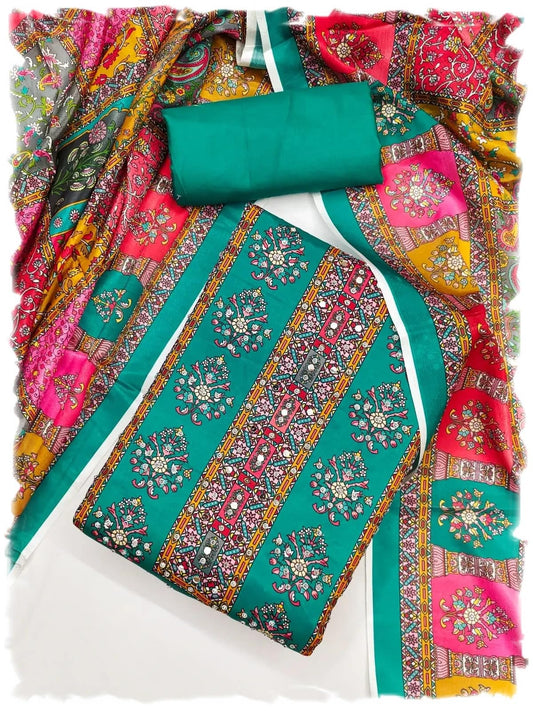 Leeli Peeri Designer Women's Crape Printed Unstitched Salwar Suit Dress Material