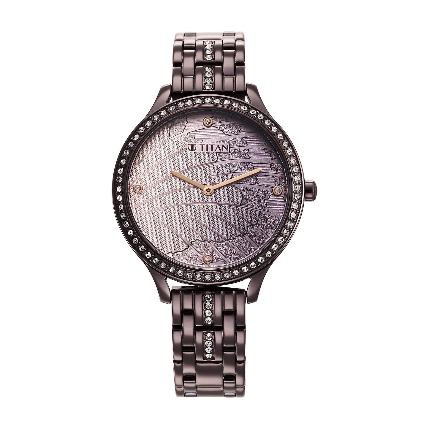 Titan Glitz Purple Dial Analog Stainless Steel Strap Watch for Women-NS95209QM01