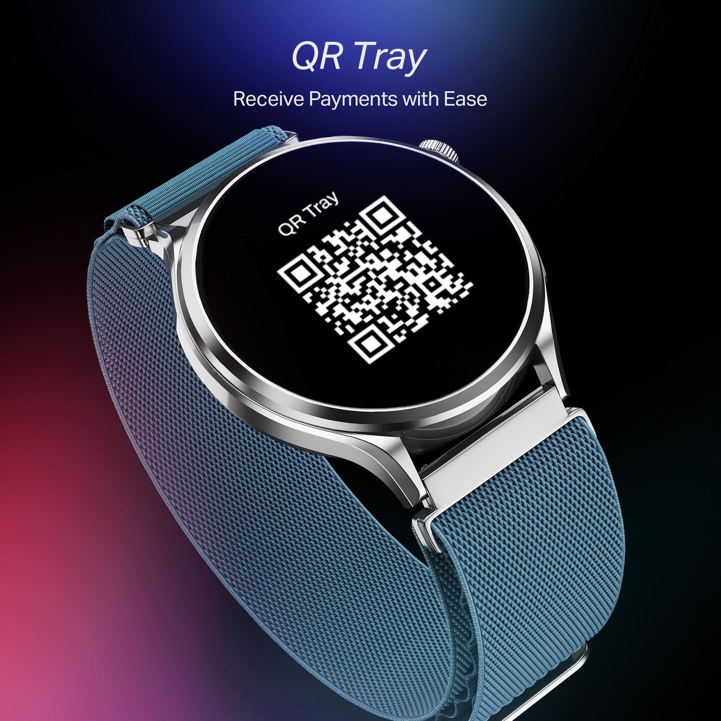 Boat Lunar Discovery Pro, 1.39" HD Display, QR Tray, Emergency SOS, Functional Crown, Multiple Sports Modes, BT Calling, HR, SpO2 & Sleep Tracking, Smart Watches for Men & Women (Sports Blue)