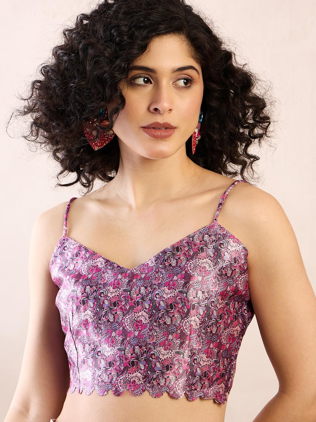 SAREE MALL Women's Beige Chiffon Floral Printed Ready To Wear one Minute Saree With Unstitched Blouse (RTWKINJAL4269_5D)