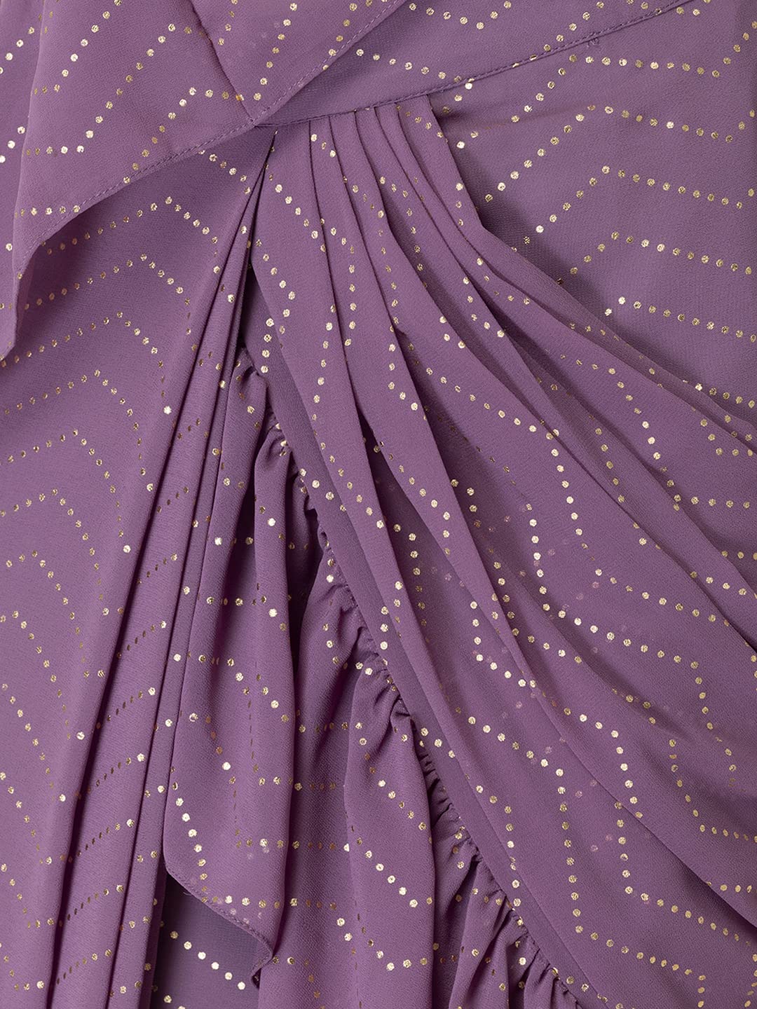 Indya Women's Georgette Pre-Stitched Saree (Purple)