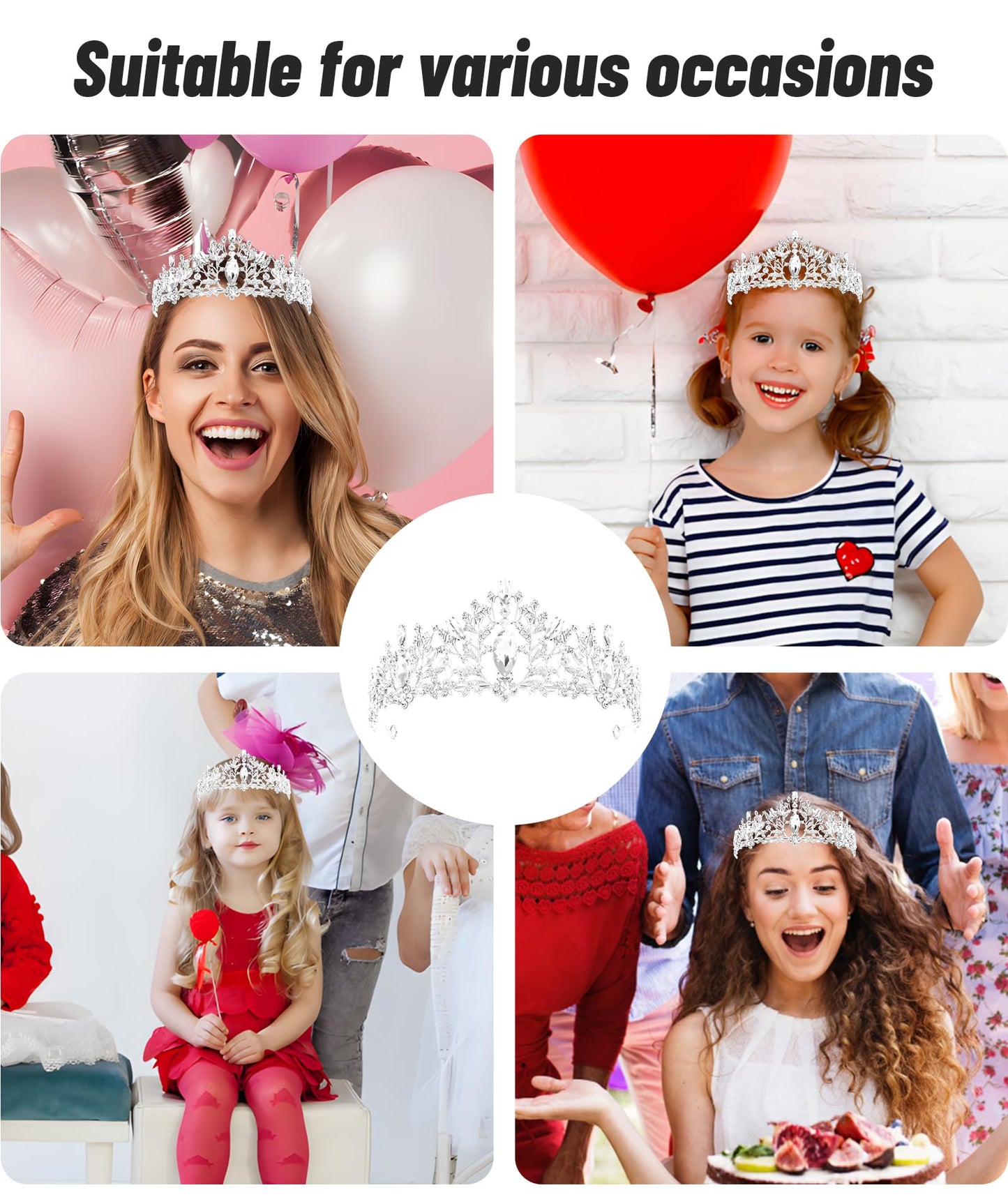 Tiara for Women, Wedding Crown for Bride, Elegant Bridal Crown for Wedding, Queen Crown for Girls, Formal Event Headpiece for Pageants and Most Occasions ﻿