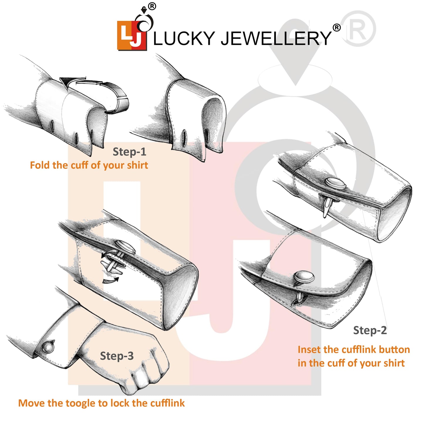Lucky Jewellery Unique Men Jewelry White Stone Gold Plated Sleeve Button Formal Cuff Button Wedding Shirt Button, Suit, Blazer Cufflinks with Matching Tie Pin Gift Set for Men (307-M4C5-CR10MMT-W)
