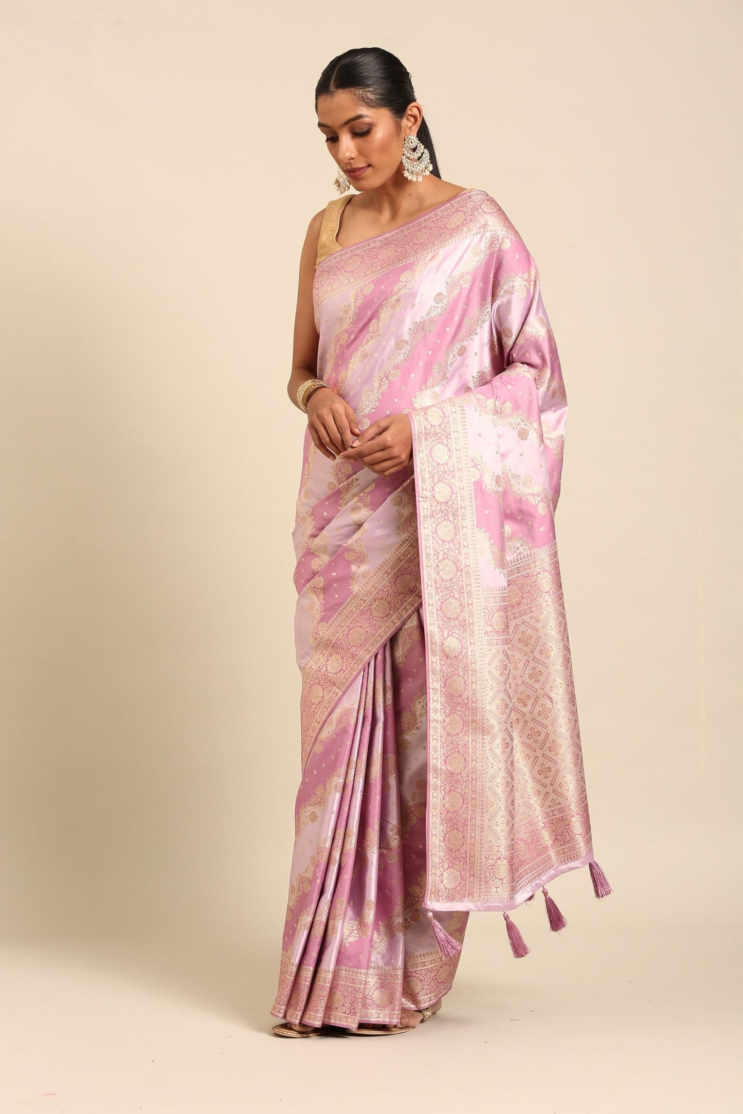 MOHEY Women's Art Silk Bel Patterned Saree with Floral Borders Saree